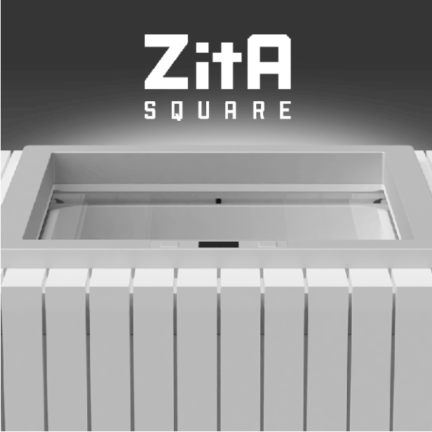 容器45599LZitA SQUARE ジータスクエア　自動開閉 ゴミ箱　ホワイト(艶消し)